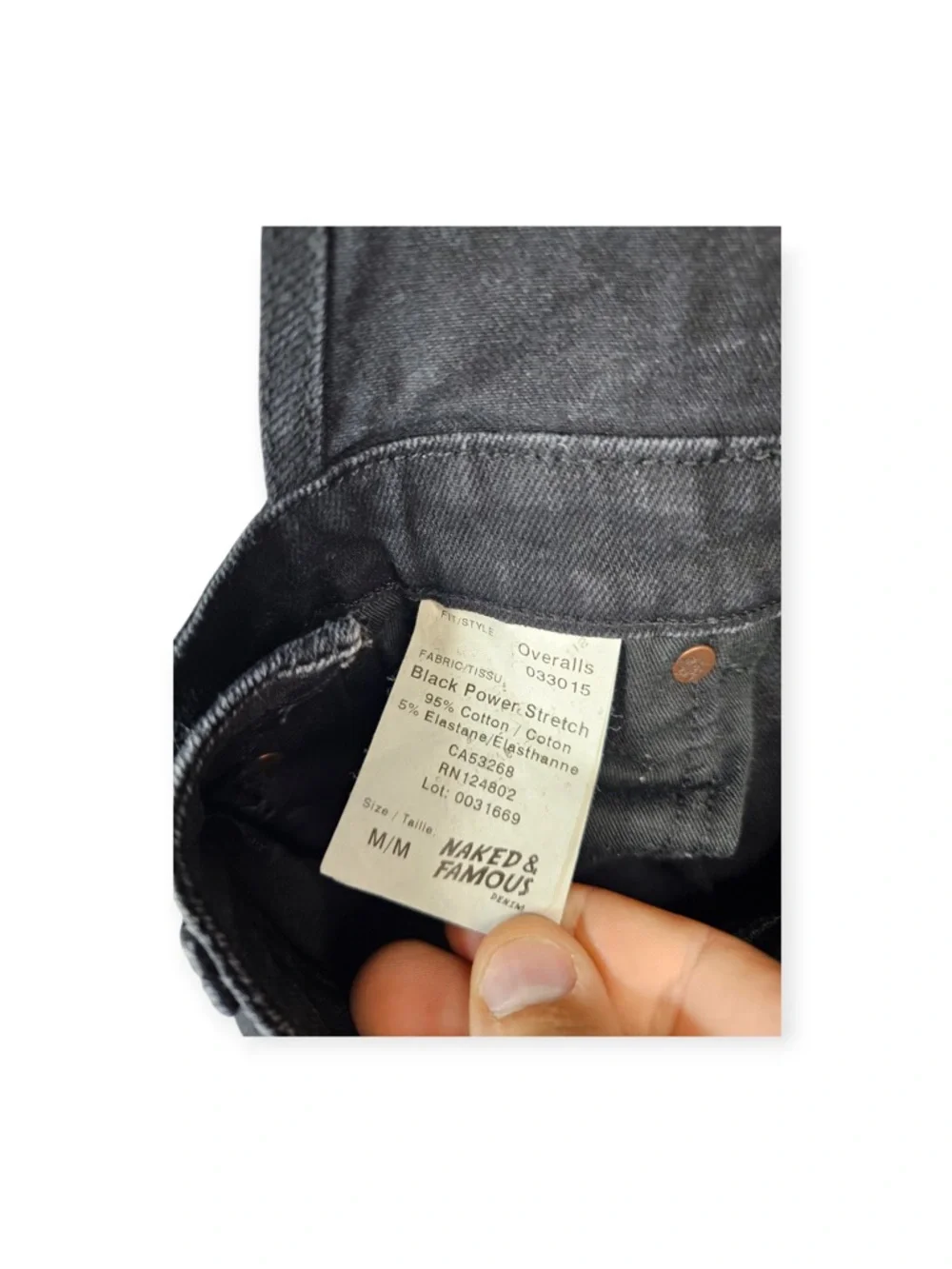 Naked & Famous Japanese Denim | Black Power Stretch Overalls - Size Medium - Picture 7 of 7